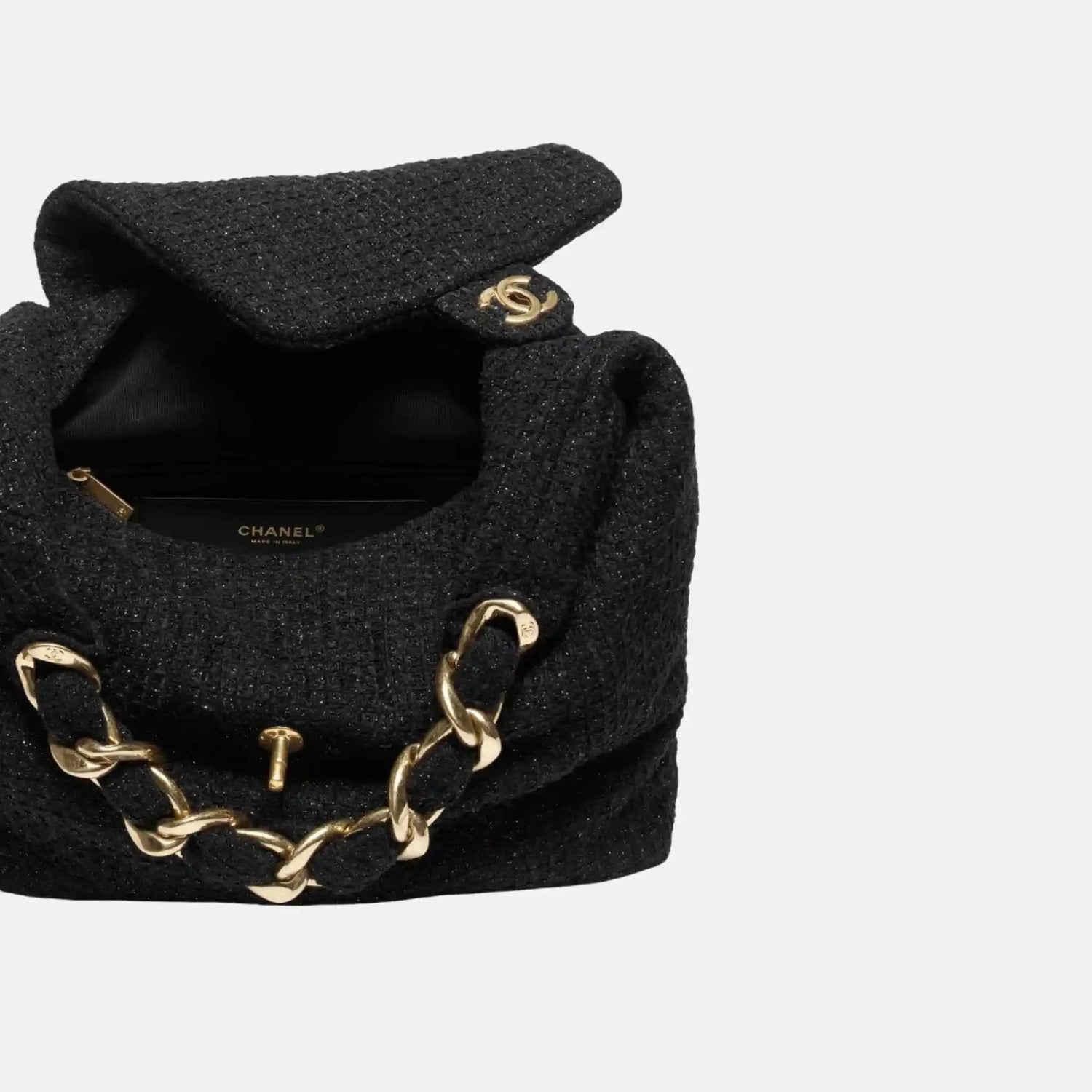 Maxi Hobo Bag Tweed Gold Metal