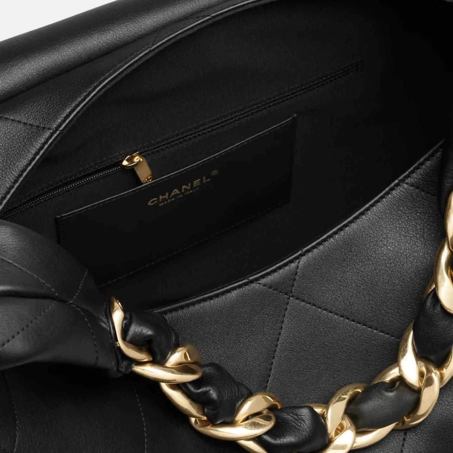 Maxi Hobo Bag Shiny Calfskin Gold Tone Metal