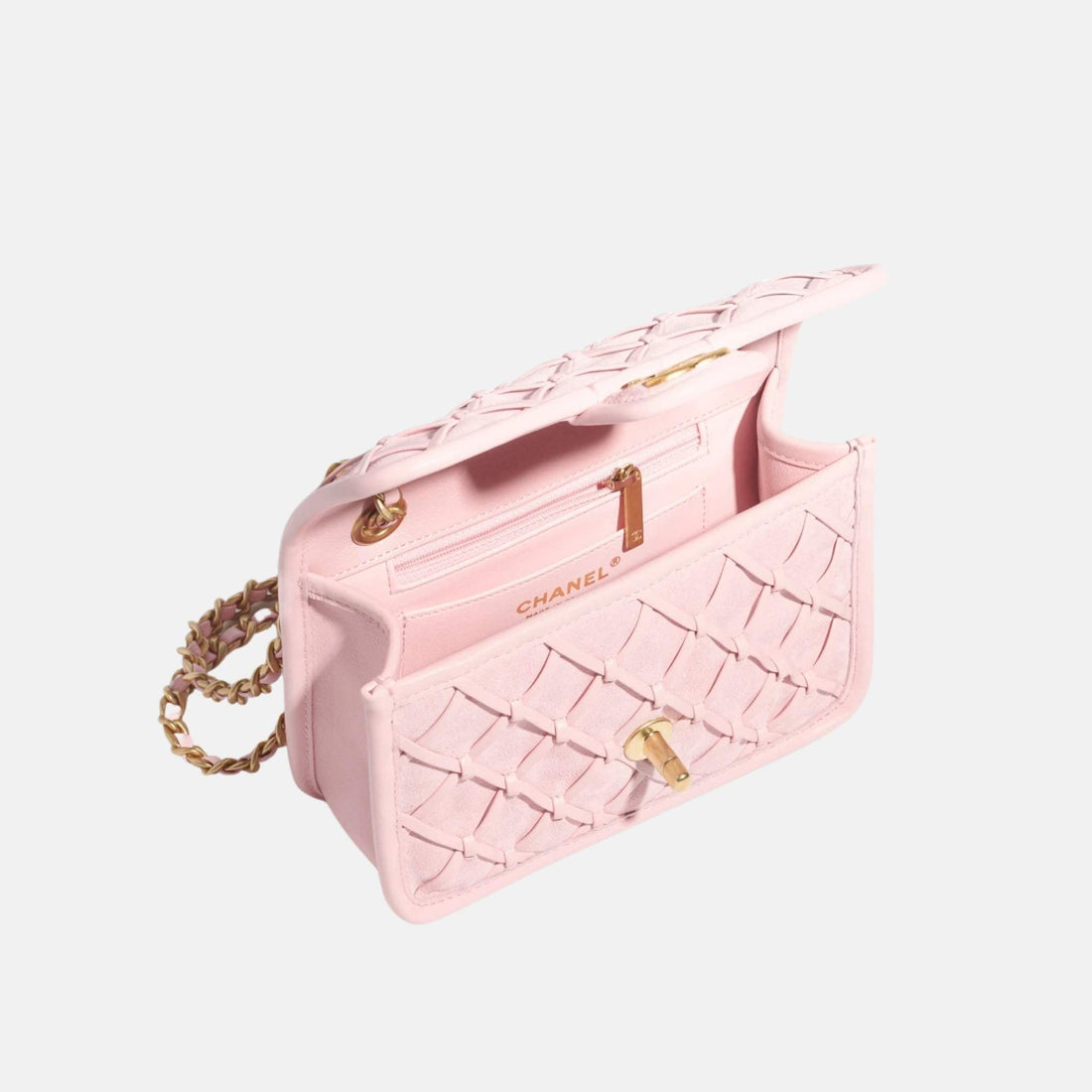 Mini Flap Bag In Suede And Braided Calfskin