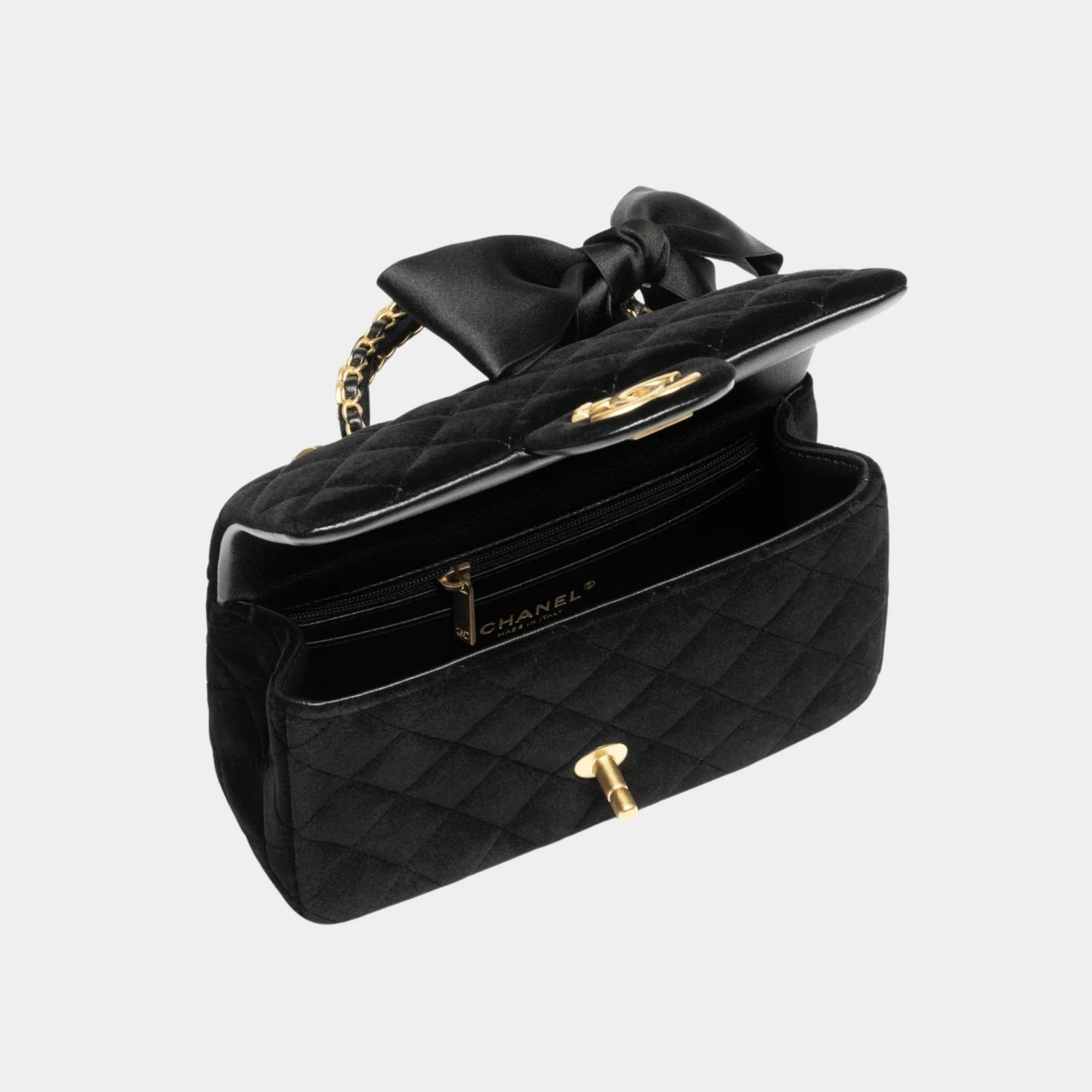 Mini Flap Bag With Handle Silk &amp; Gold Metal Black