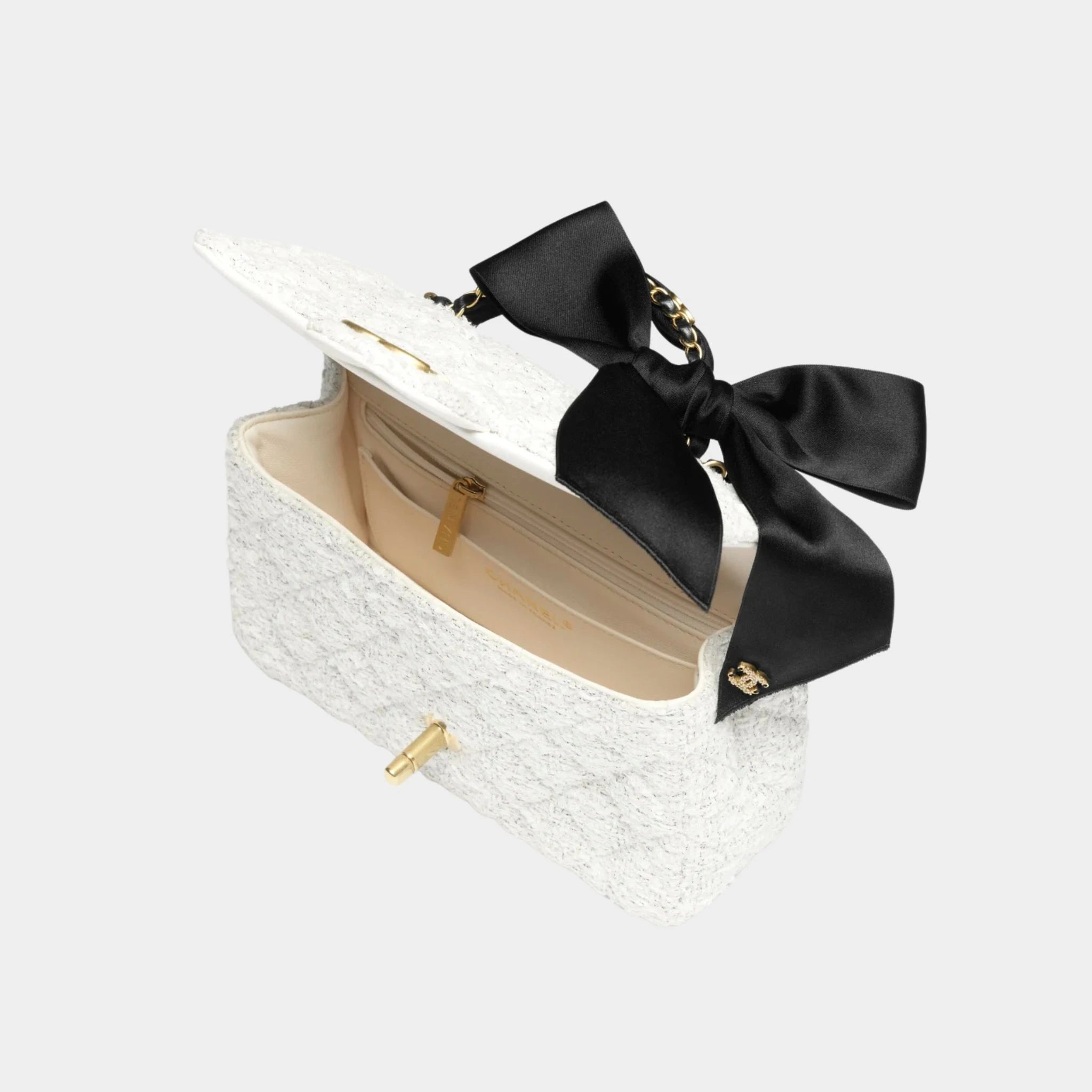 Mini Flap Bag With Handle Silk &amp; Gold Metal Black