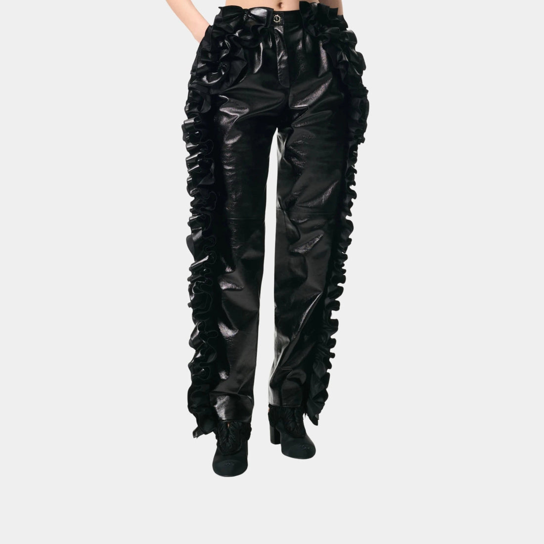 Pants in Embroidered Lambskin