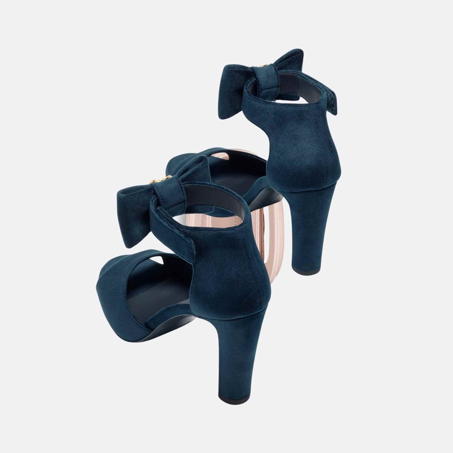Sandals Velvet Imitation Pearls Metal Dark Blue