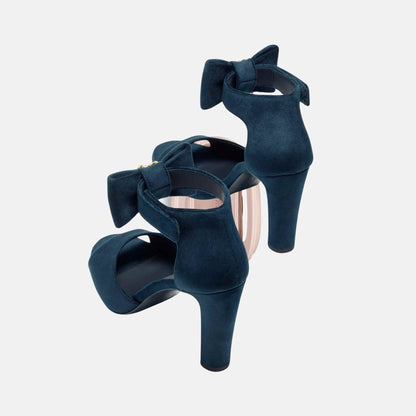 Sandals Velvet Imitation Pearls Metal Dark Blue