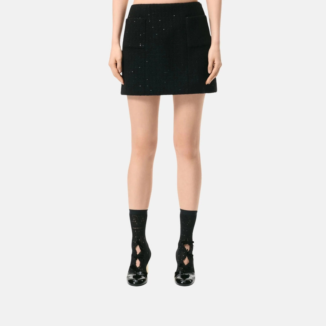 Short Skirt Glittered Wool Tweed