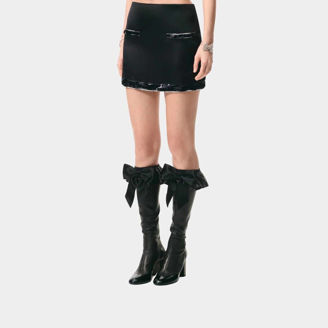 Short Skirt Silk Organza Embroidered with Sequins