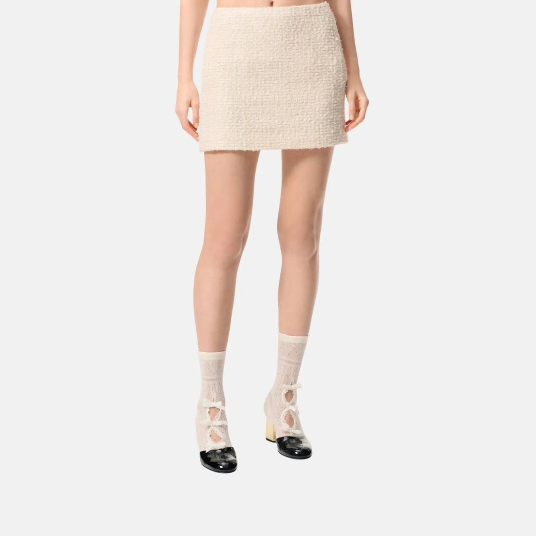 Short Skirt Tweed Beige And White