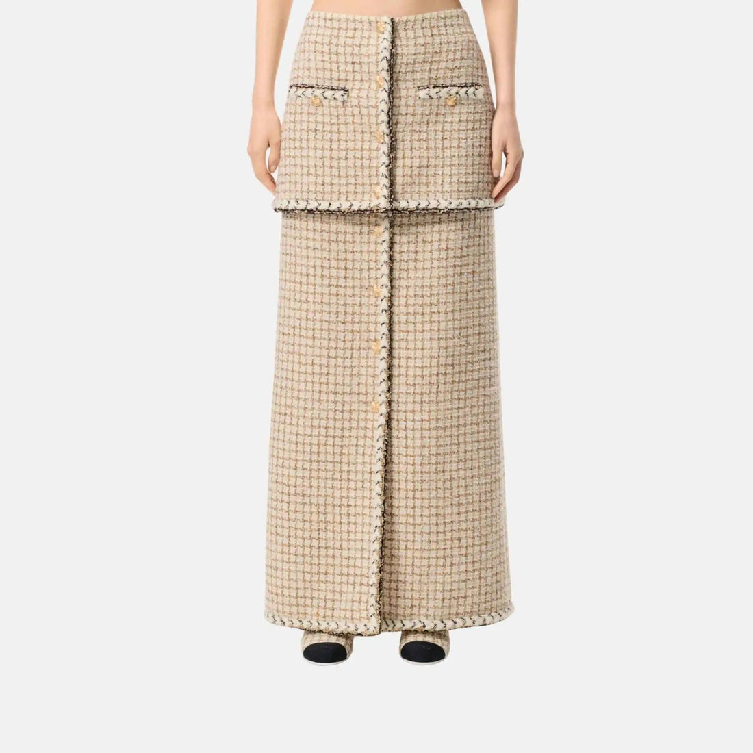 Short Skirt Wool And Mohair Tweed