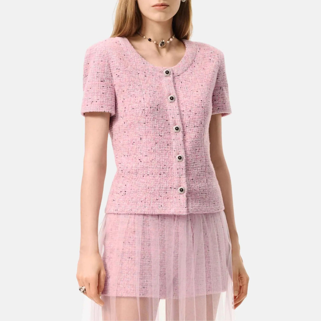 Short Sleeved Top Tweed