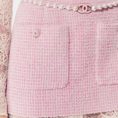 Skirt Cotton Tweed Light Pink Grey