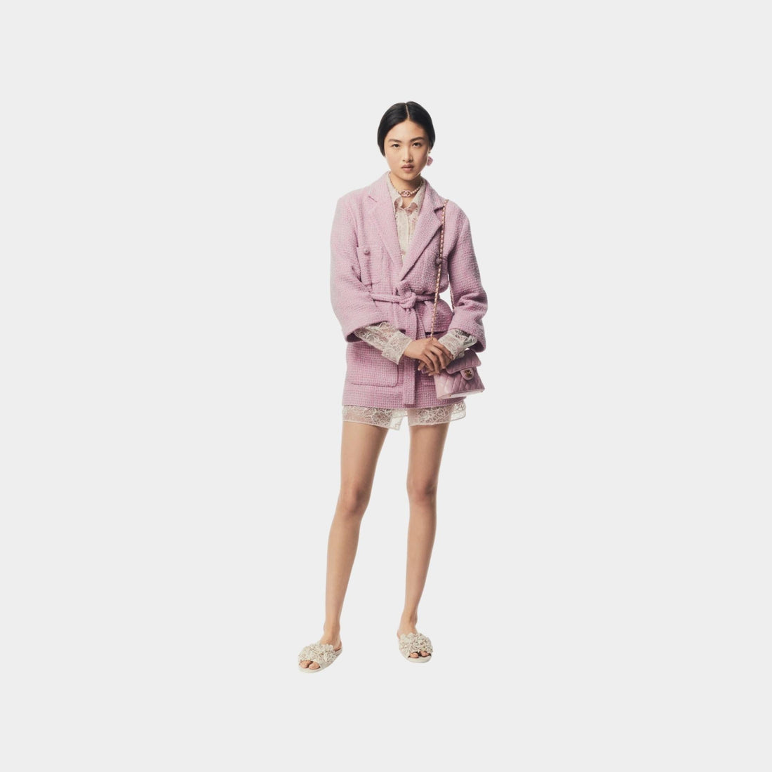 Skirt Cotton Tweed Light Pink Grey