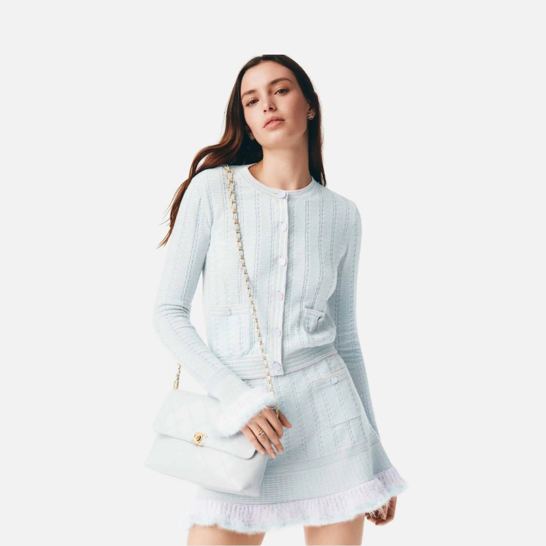 Skirt in Cashmere, Cotton and Feathers