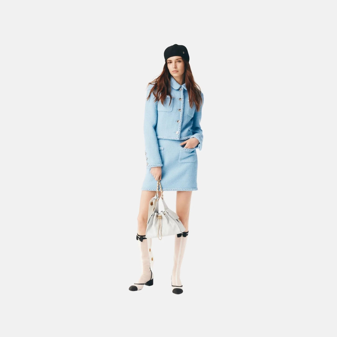Skirt in Light Blue Wool Tweed