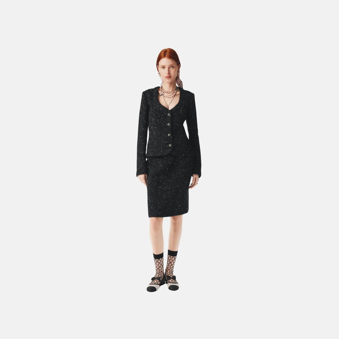 Skirt in Sequined Wool Tweed
