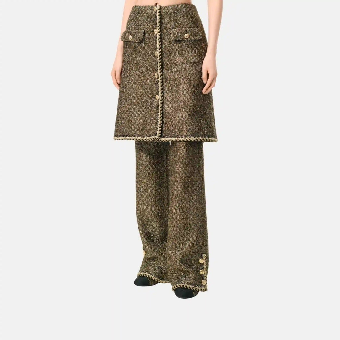 Skirt Tweed Gold And Black