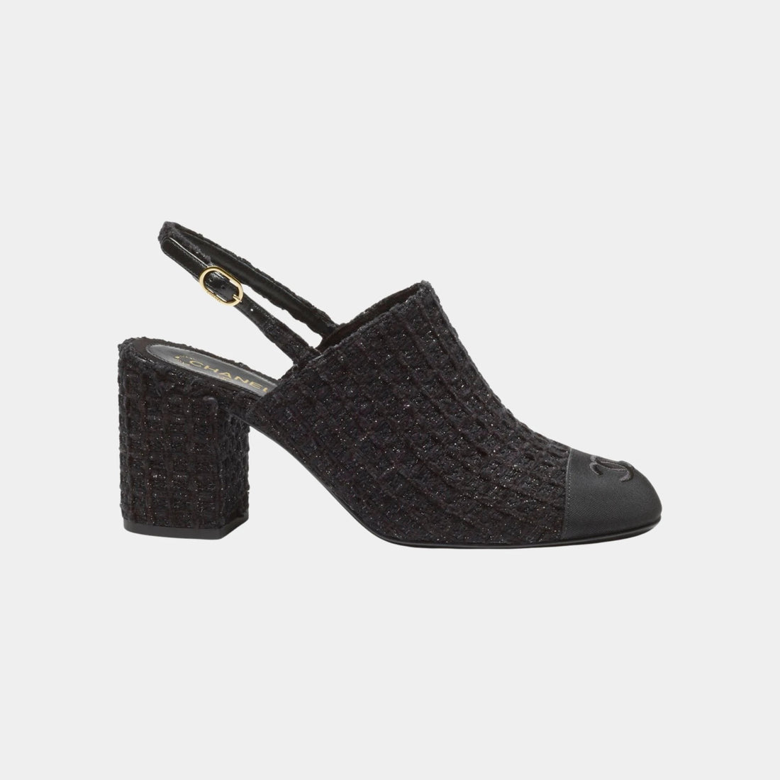 Slingback in Cotton Tweed &amp; Grosgrain