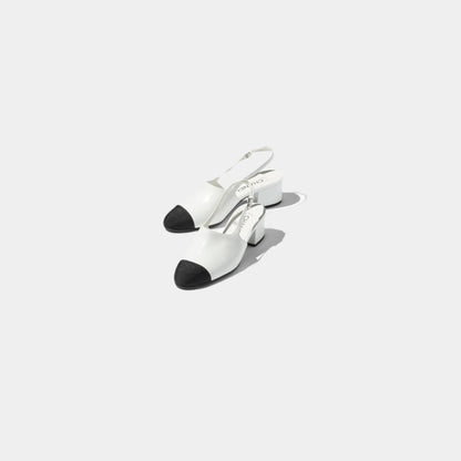 Slingbacks Goatskin Grosgrain White Black