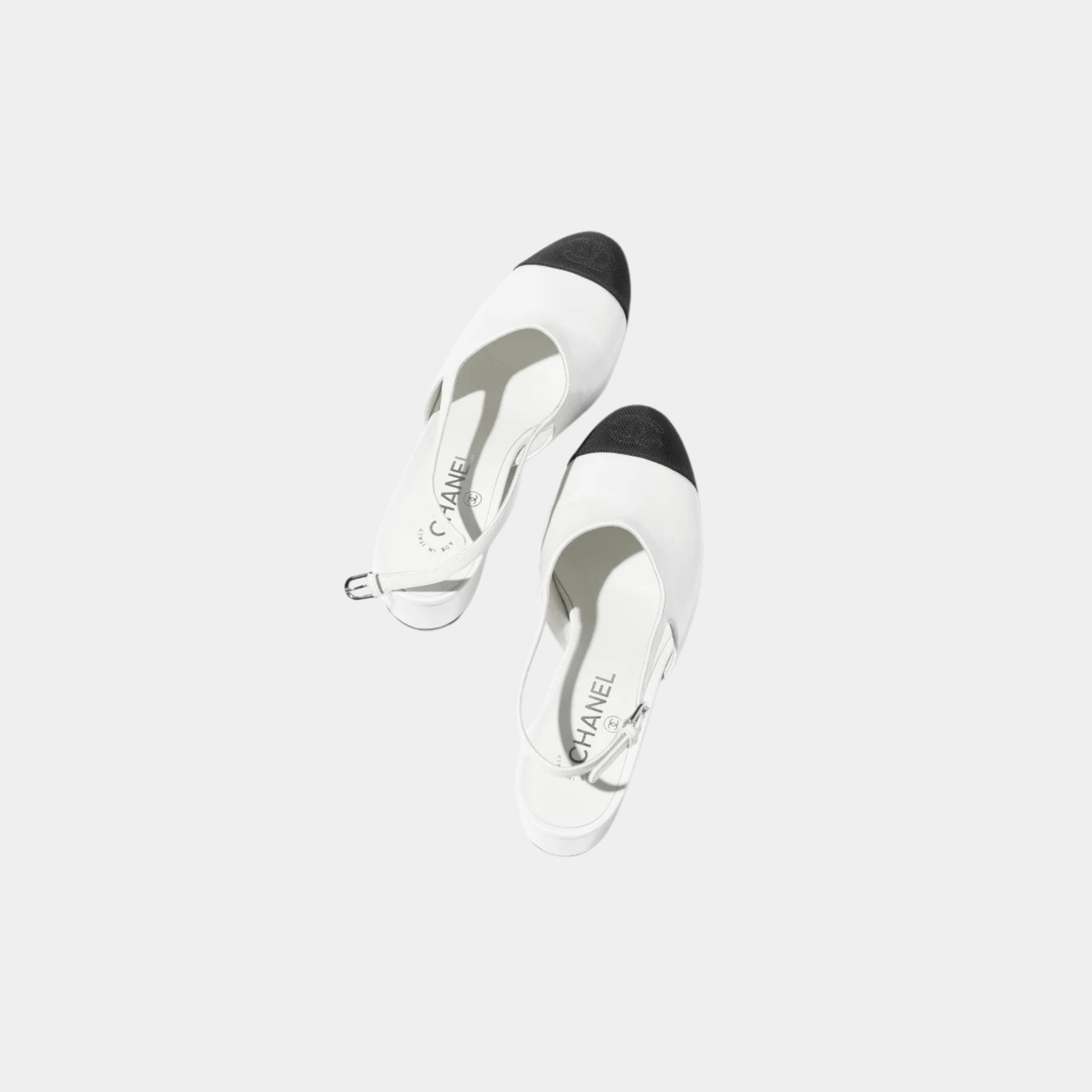 Slingbacks Goatskin Grosgrain White Black