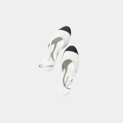 Slingbacks Goatskin Grosgrain White Black