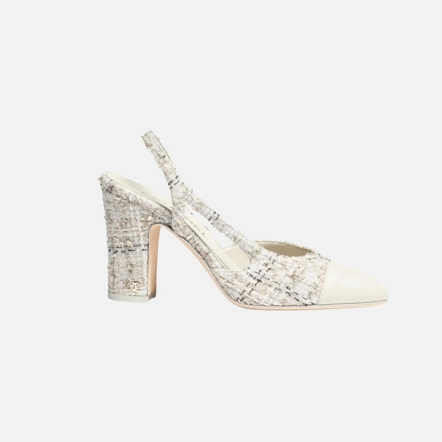 Slingbacks in Wool Tweed and Lambskin