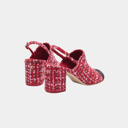 Slingbacks in Tweed &amp; Gros-grain
