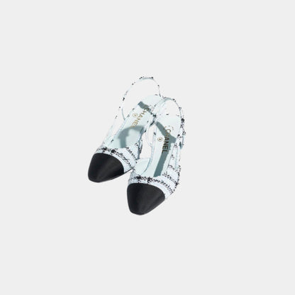 Slingbacks In Tweed And Grosgrain