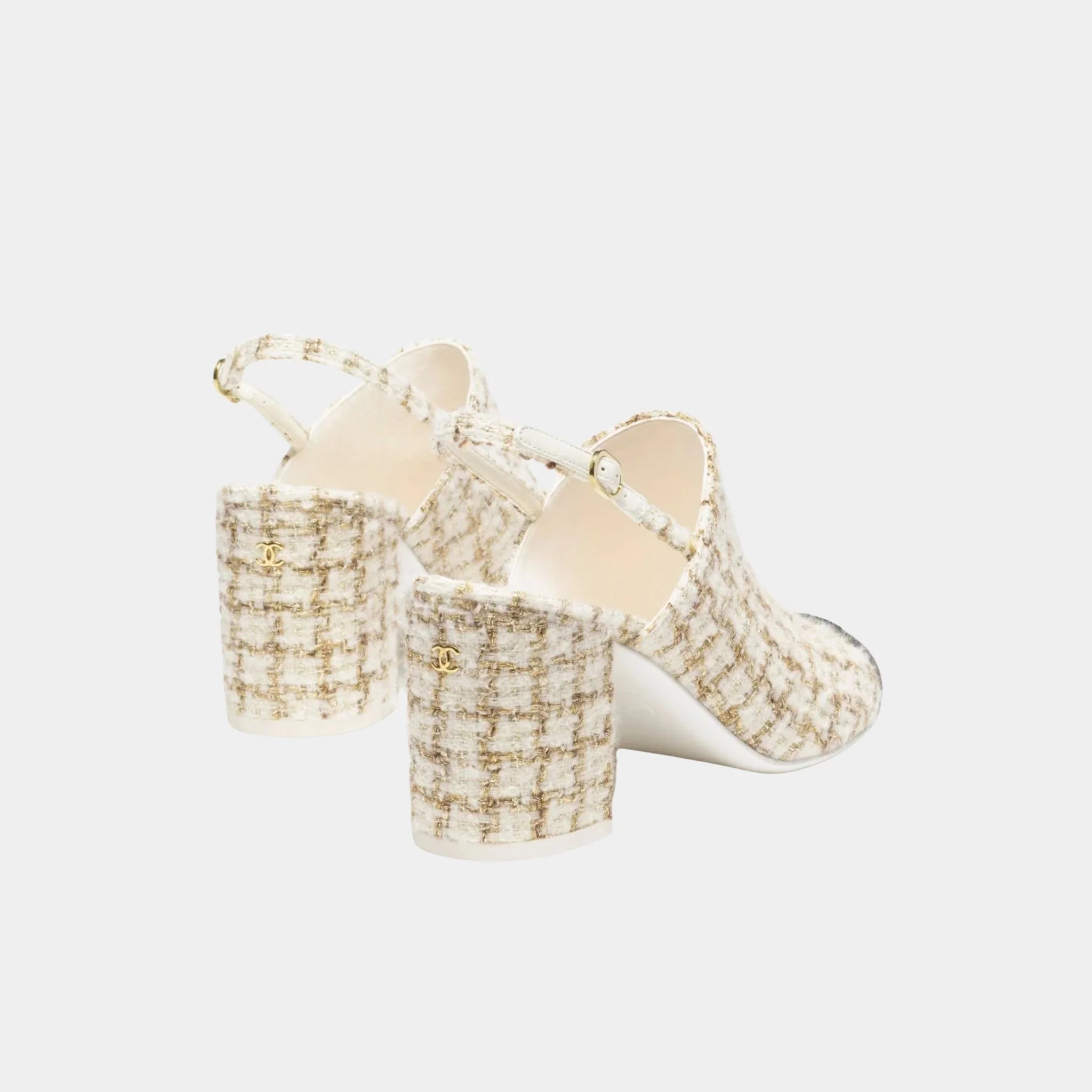 Slingbacks in Wool, Mohair Tweed &amp; Grosgrain