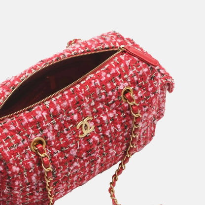 Small Bowling Bag Tweed Gold Metal