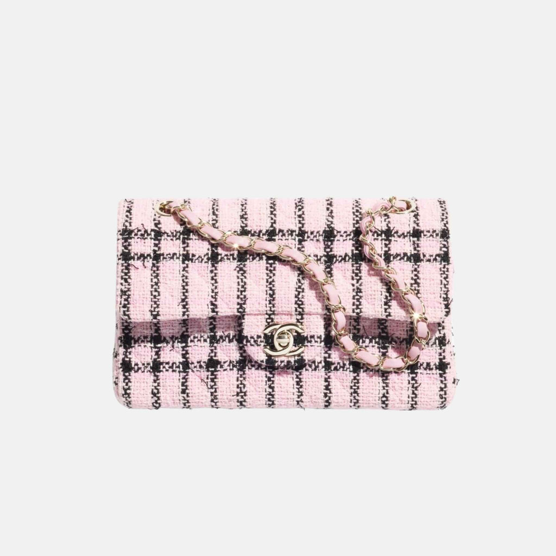 Small Classic Handbag In Tweed And Gold Metal