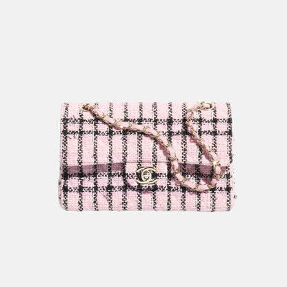 Small Classic Handbag In Tweed And Gold Metal