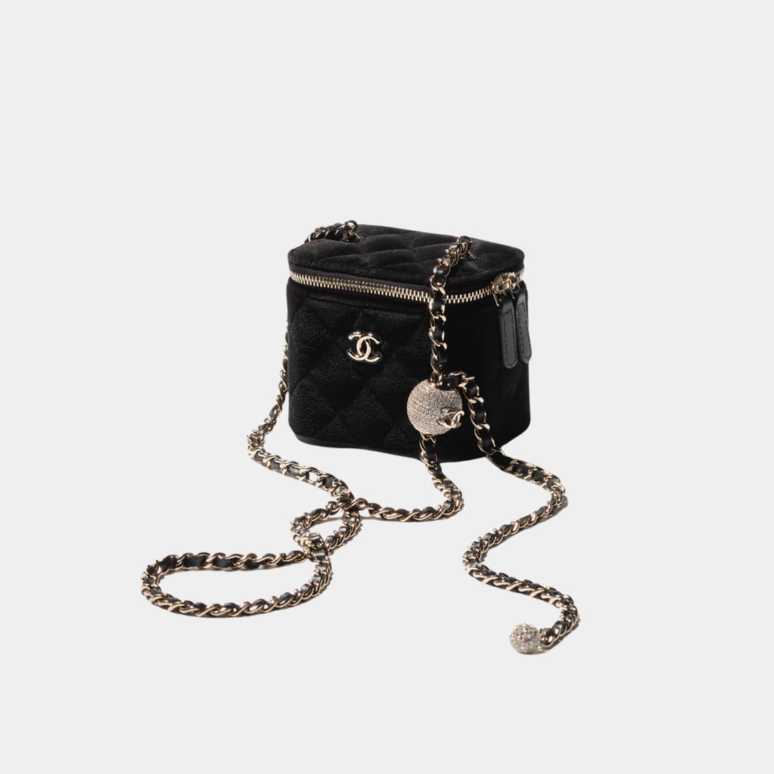 Small Vanity with Chain in Velvet with Diamante
