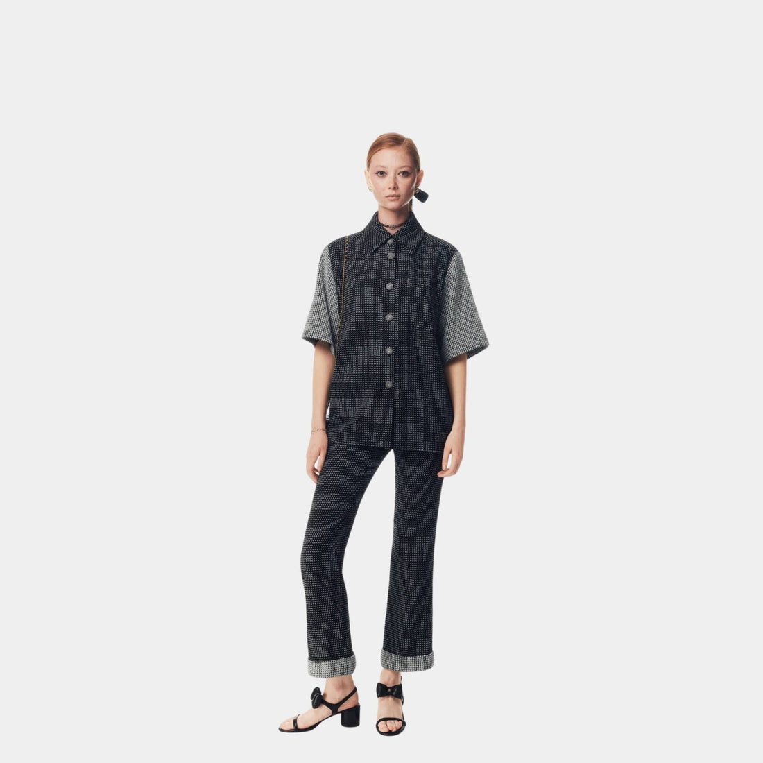 Trousers Tweed Black White