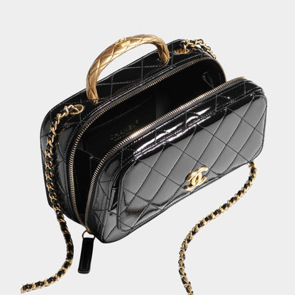 Vanity Case in Grained Patent Lambskin