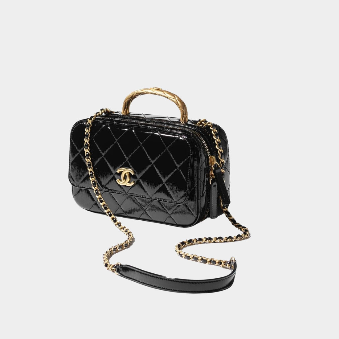 Vanity Case in Grained Patent Lambskin