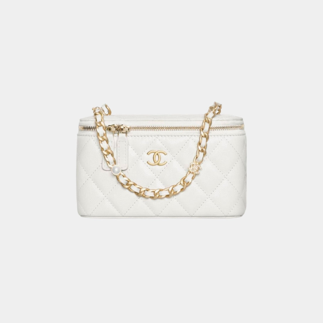 Vanity with Gold-Tone Chain in Grained Shiny Calfskin