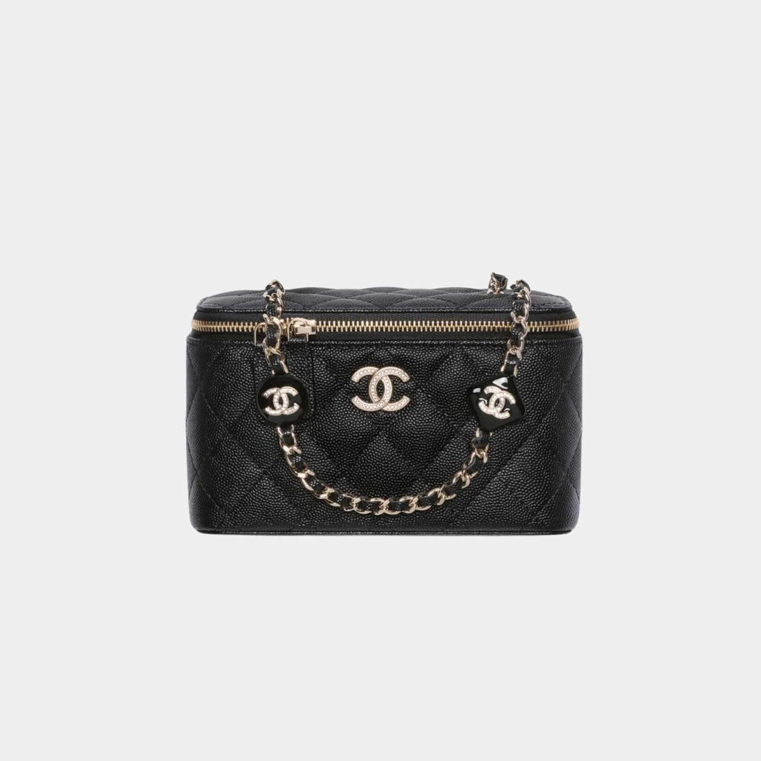 Vanity with Chain in Shiny Grained Calfskin and Enamel