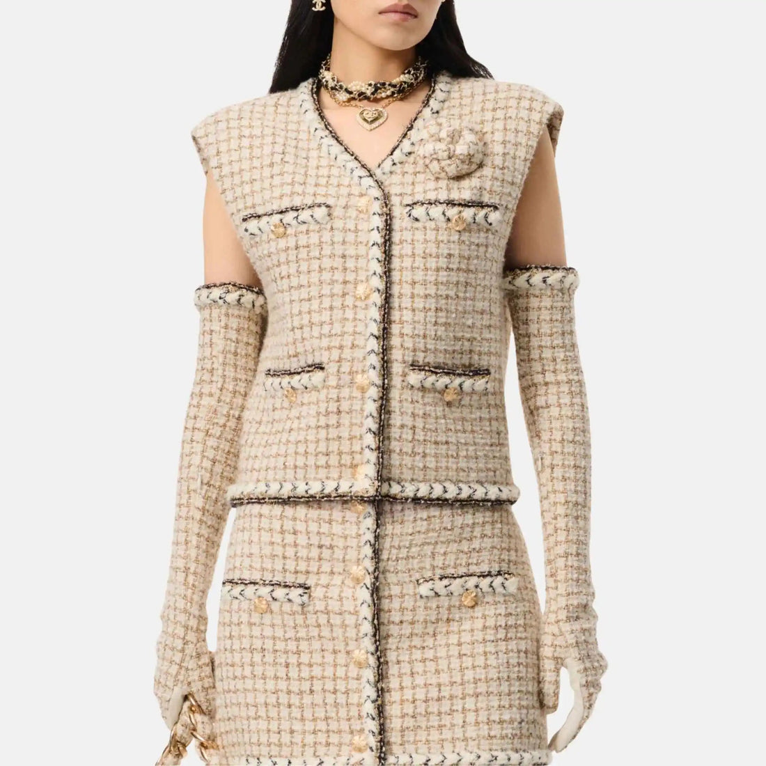 Vest Wool And Mohair Tweed