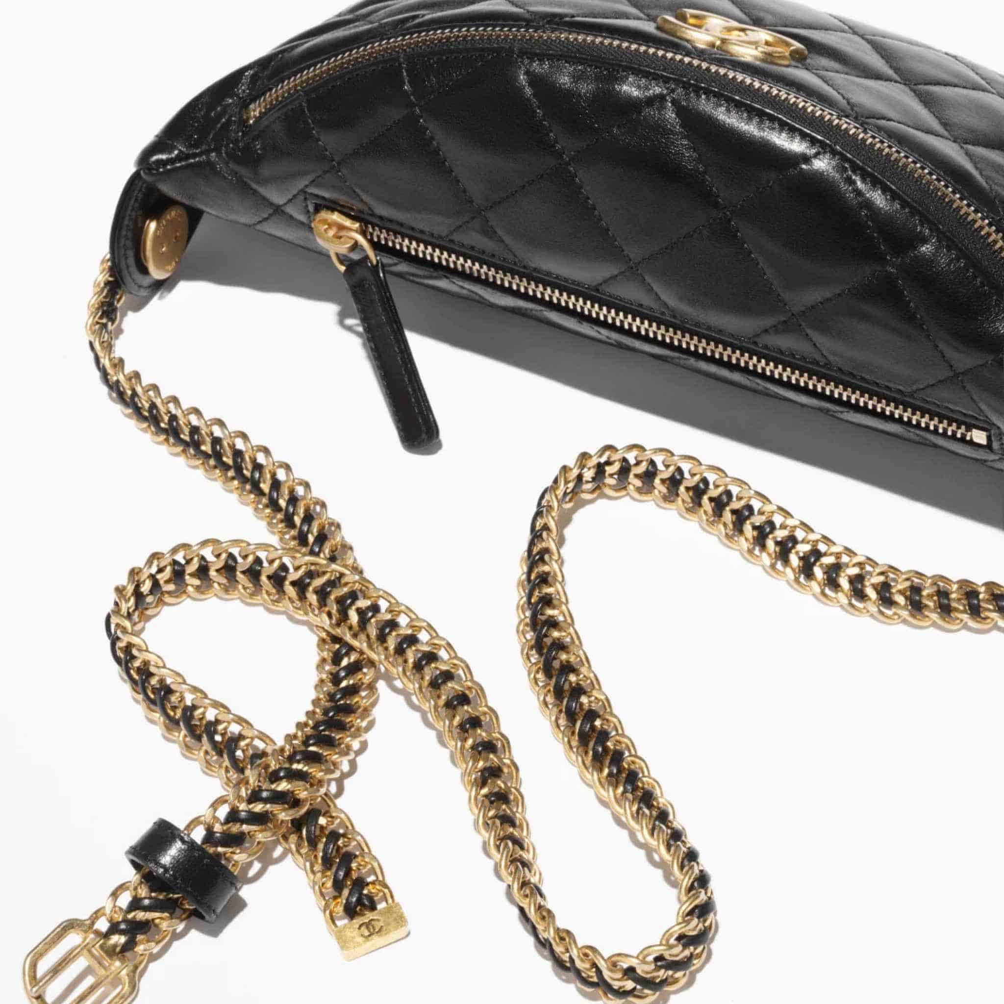 Waist Bag In Shiny Lambskin &amp; Tone Metal