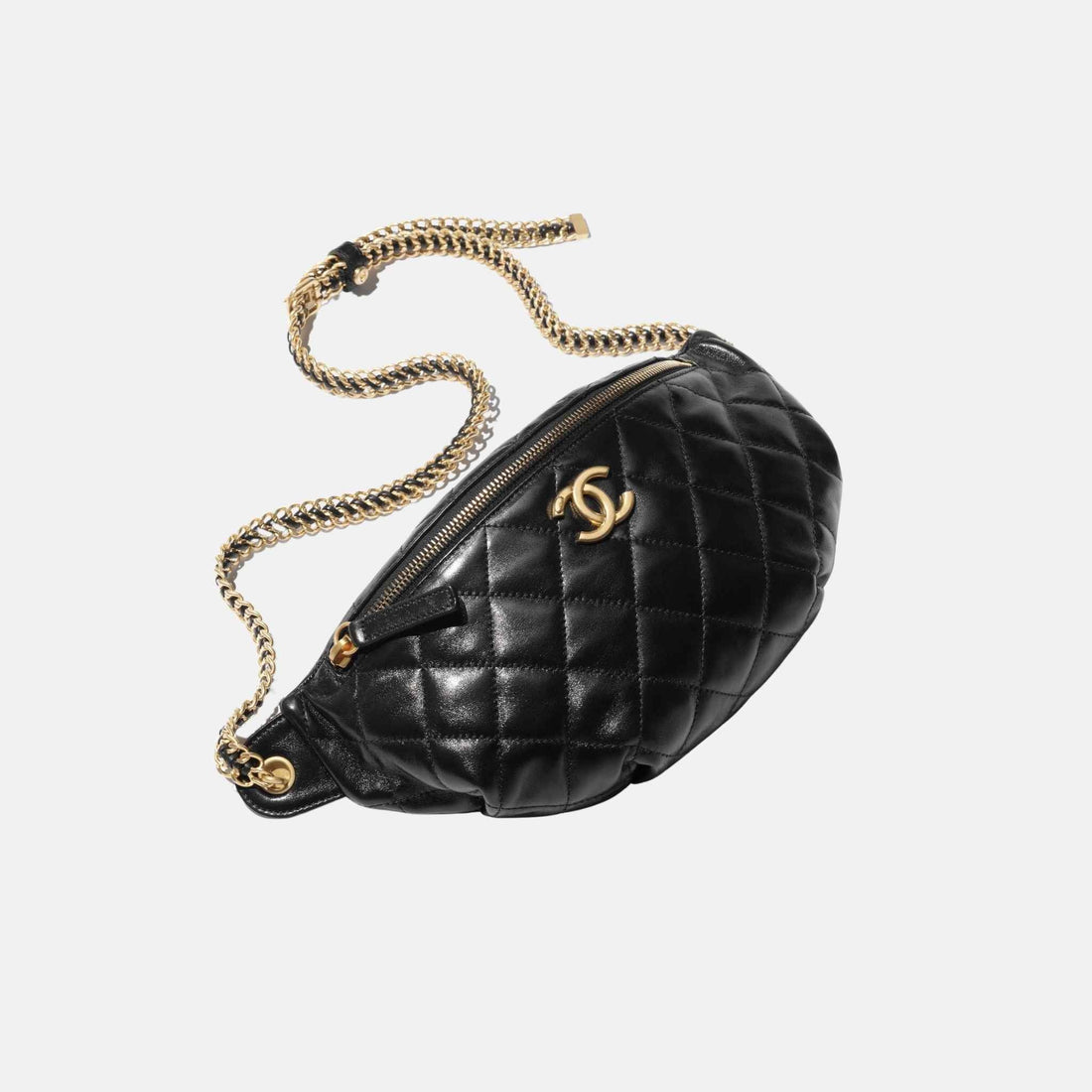Waist Bag In Shiny Lambskin &amp; Tone Metal