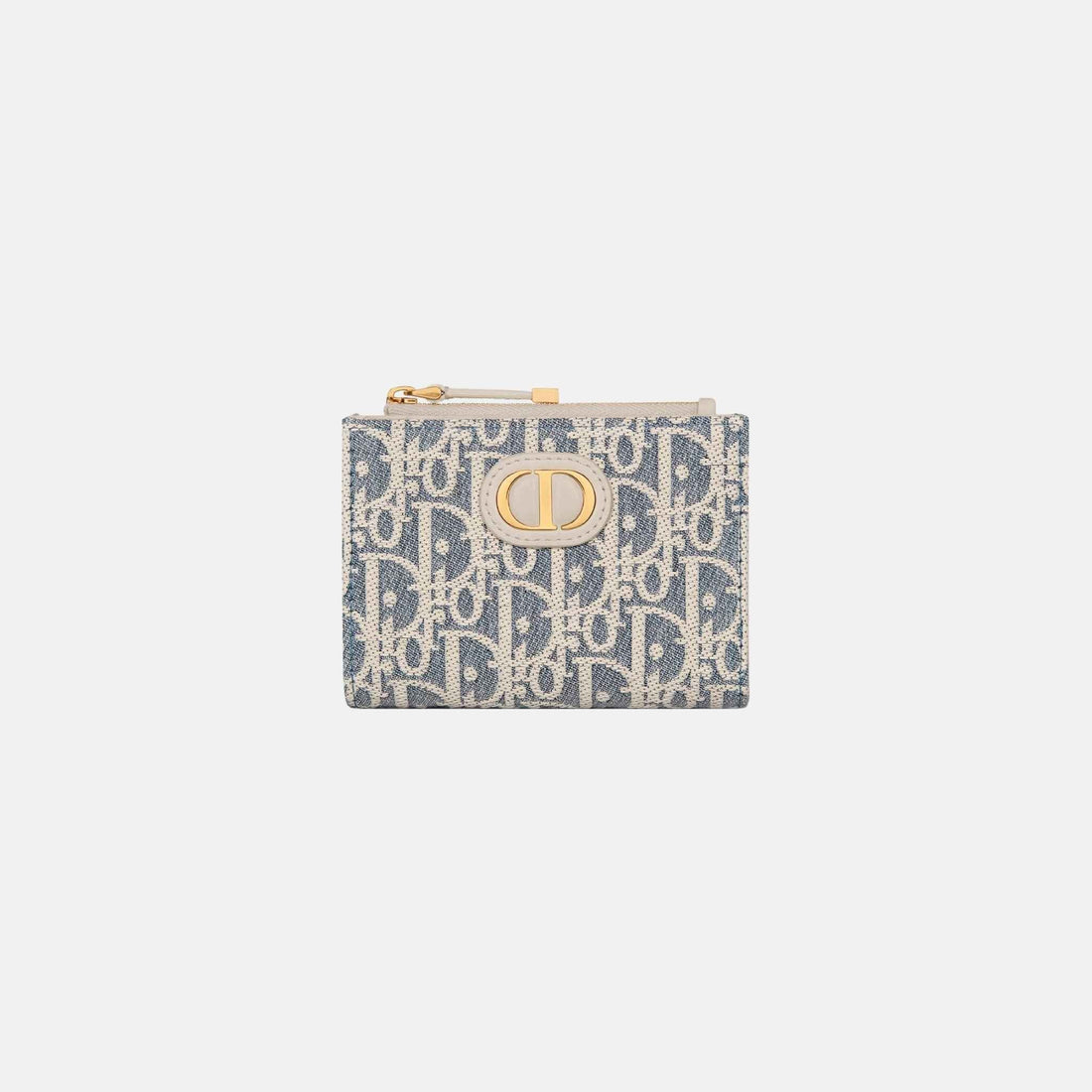 Dior 30 Montaigne Dahlia Wallet with Raffia and Calfskin