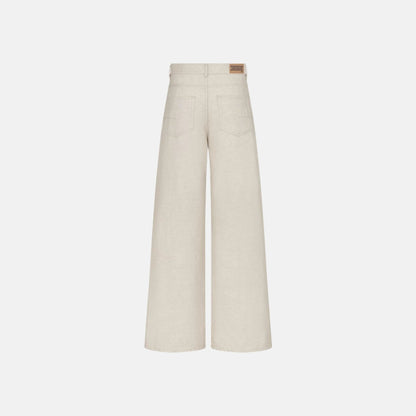 8 Flared Jeans D05 In Cotton And Linen Denim