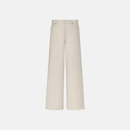 8 Flared Jeans D05 In Cotton And Linen Denim