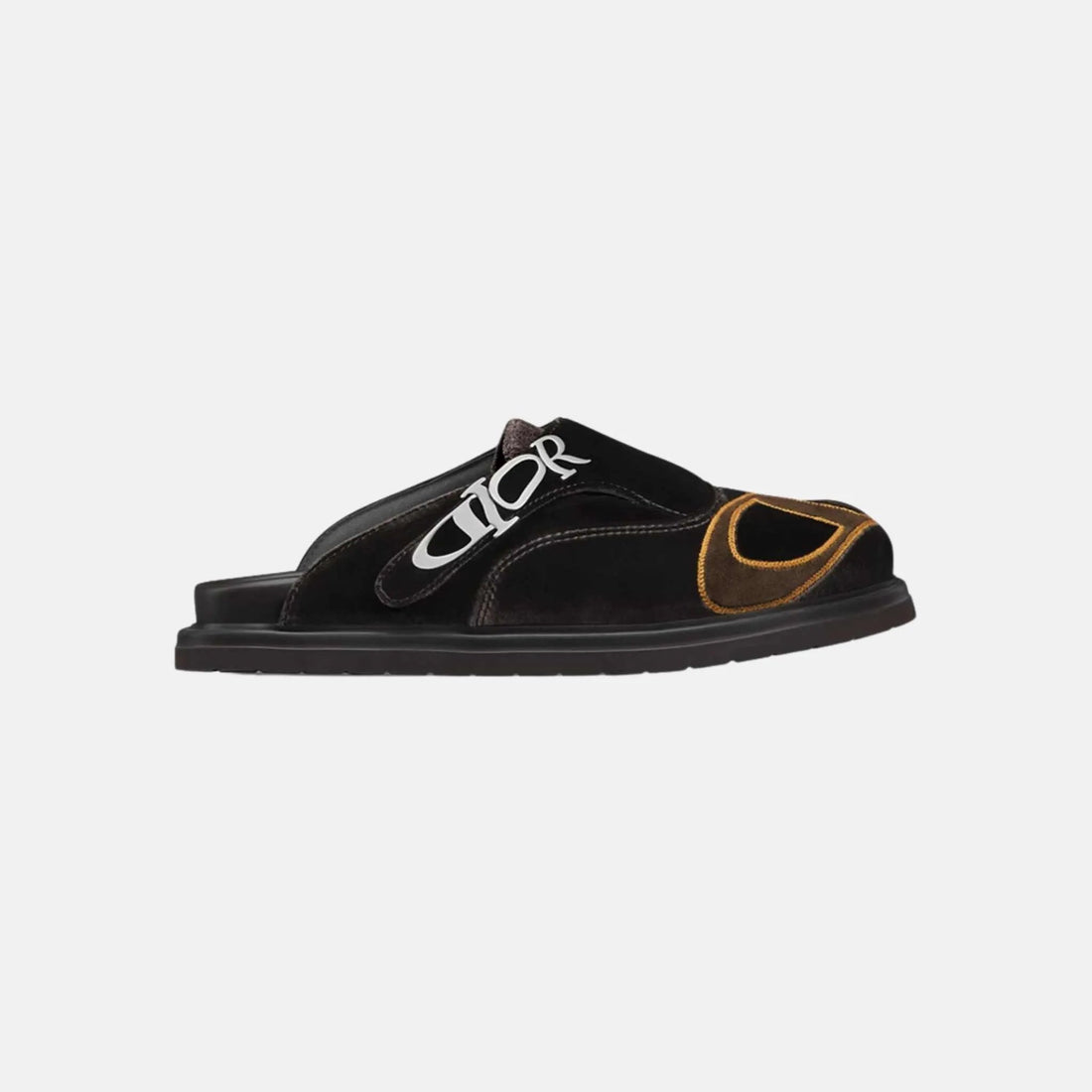 Aqua Mule DIOR &amp; LEWIS HAMILTON Brown Embroidered Velvet