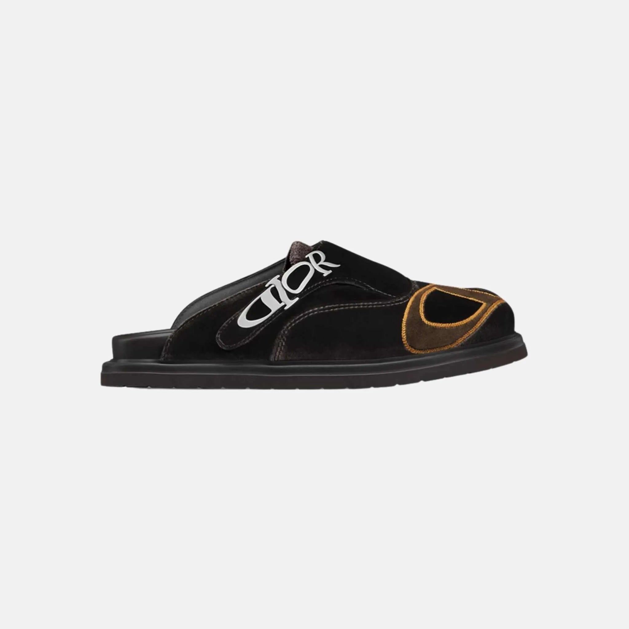 Aqua Mule DIOR &amp; LEWIS HAMILTON Brown Embroidered Velvet