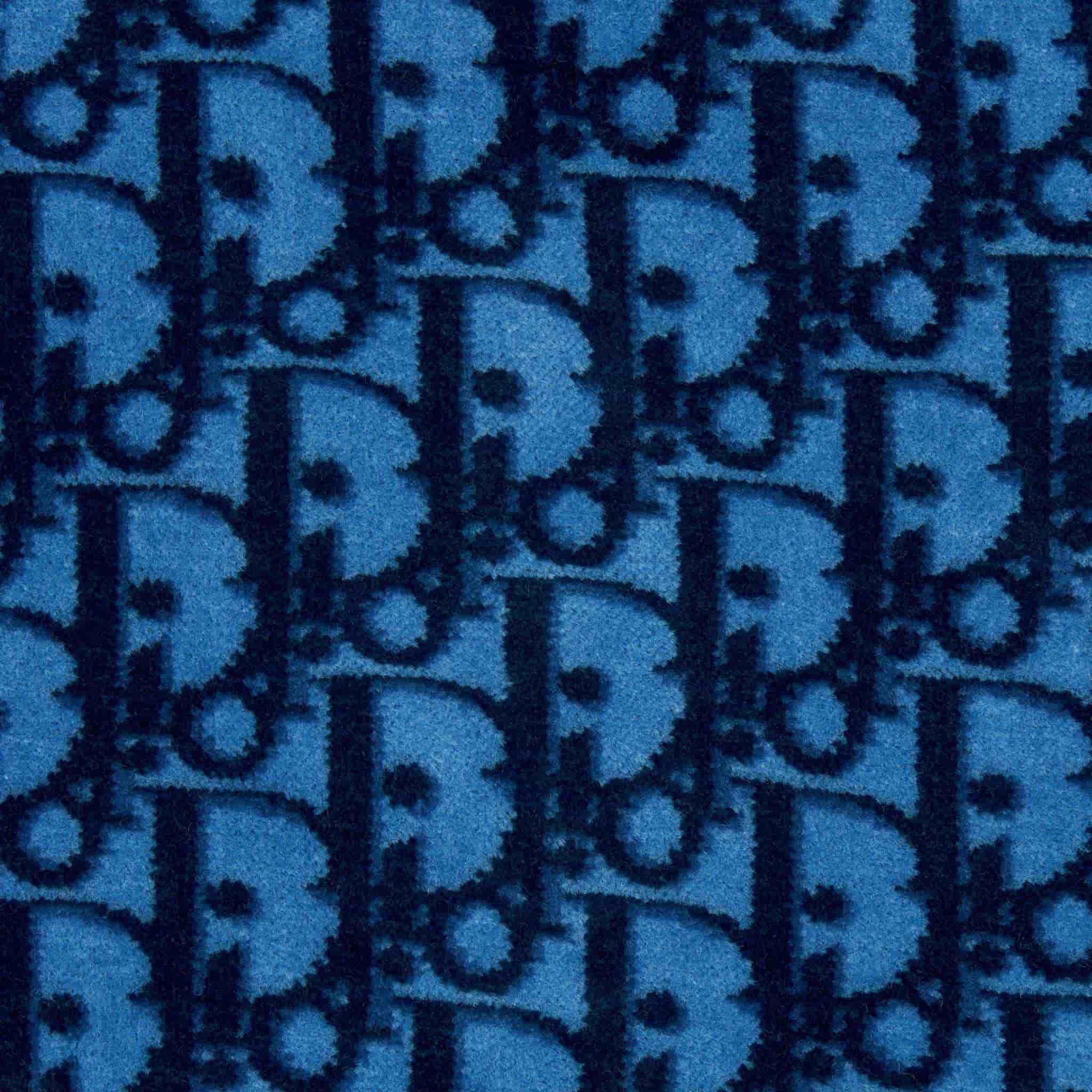 Baby A Line Dress Blue Dior Oblique Velvet Jacquard