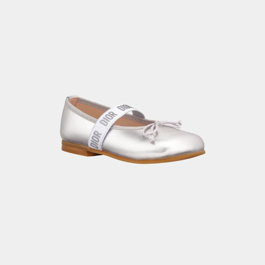 Baby Ballet Flat Metallic Silver-Tone Lambskin