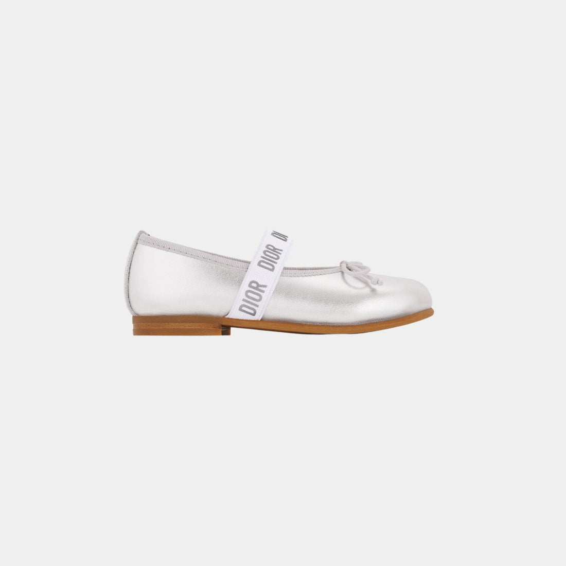 Baby Ballet Flat Metallic Silver-Tone Lambskin