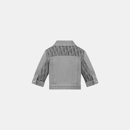 Baby Jacket Gray Dior Oblique Stonewashed Cotton Denim