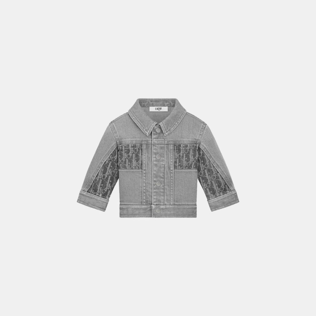Baby Jacket Gray Dior Oblique Stonewashed Cotton Denim