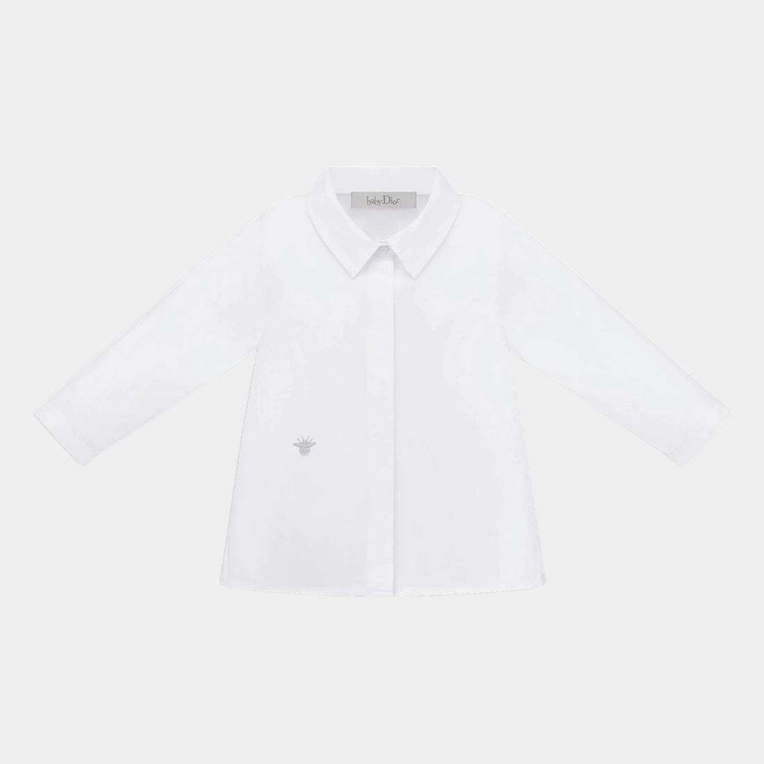 Baby Shirt White Cotton-Blend Poplin